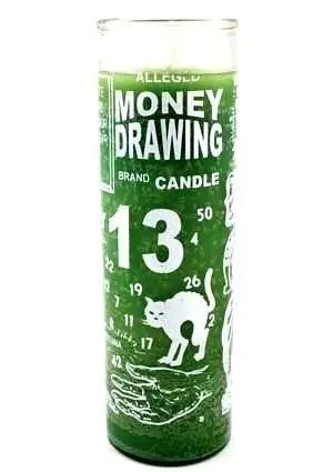 Green money drawing candle with number 13. Green money drawing candle with number 13.