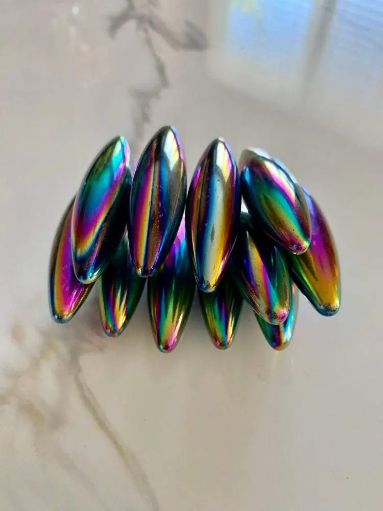 Rainbow iridescent crystal points. Rainbow iridescent crystal points.