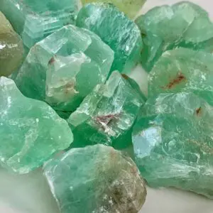 Green fluorite crystal rough stones.