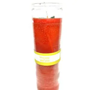 A candle that is sitting on top of a table.