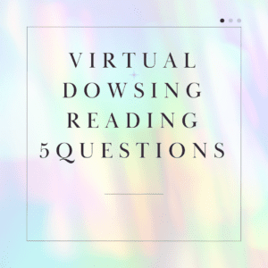 A square with the words virtual dowsing reading 5 questions written in it.