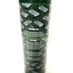 A tall glass with green lego bricks on it.