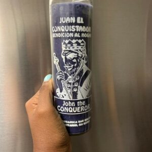 Purple candle with image of John the Conqueror.