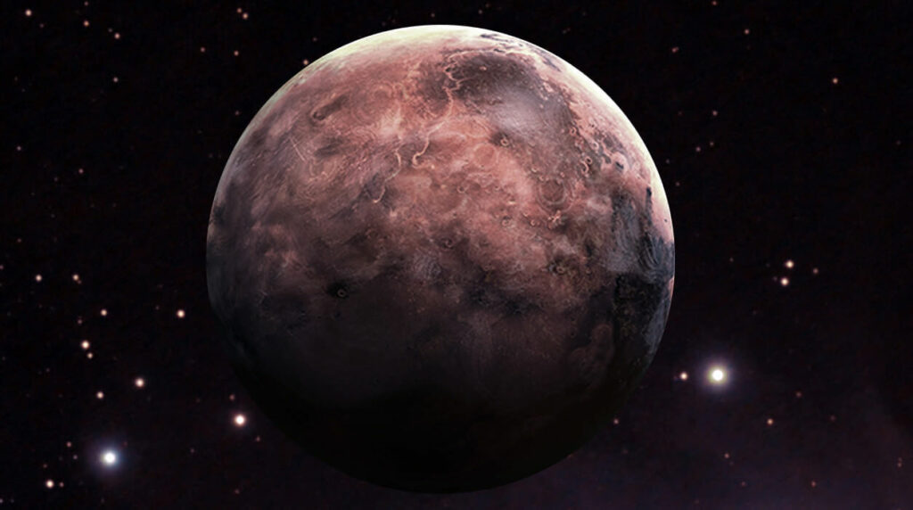 Pluto, a dwarf planet in space.