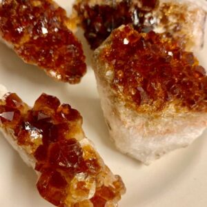 Close-up of brown and orange crystals.