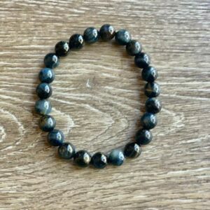 Blue tiger's eye beaded bracelet.