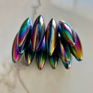 Rainbow iridescent crystal points.