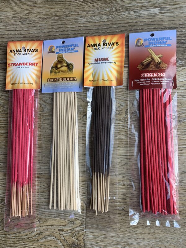 Four packs of Anna Riva incense sticks.