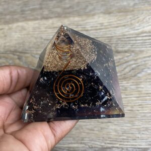 Black Tourmaline crystal pyramid with coil.