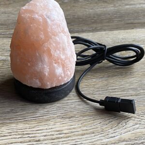 Pink Himalayan salt lamp with cord.