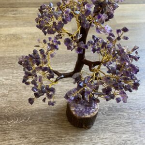 Amethyst crystal wire wrapped tree.