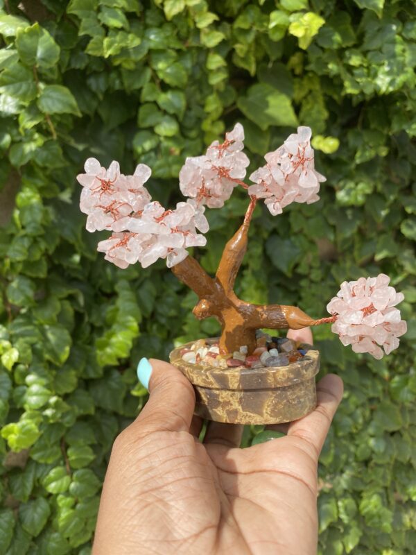 Rose quartz crystal bonsai tree.