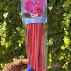 Rose scented incense sticks in a package.