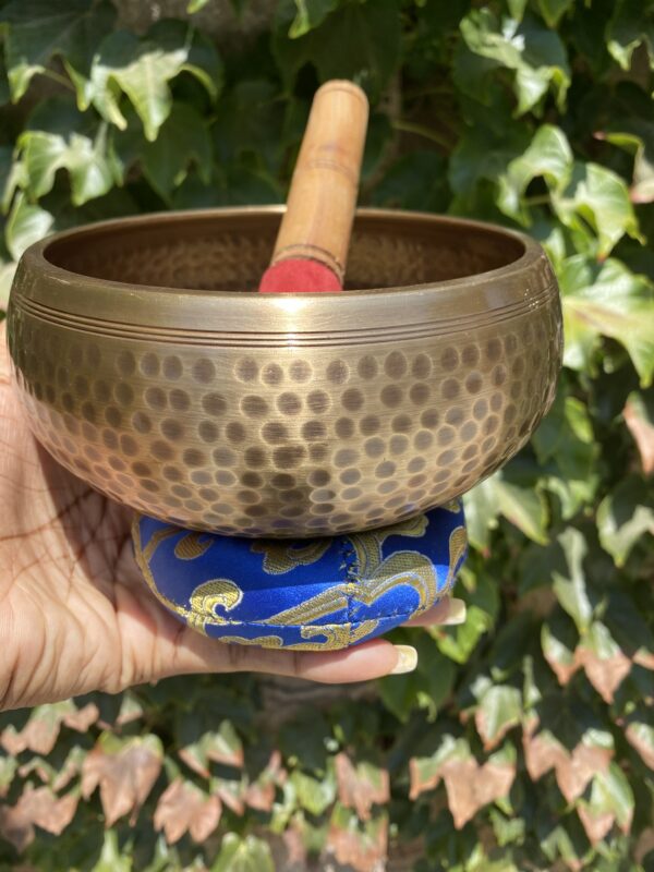 A person holding a bowl with a stick in it.