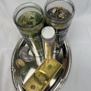 A tray with two glasses and a bottle of champagne.