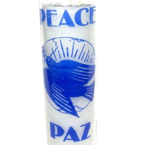 A candle that says peace and paz