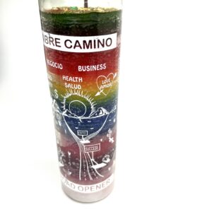 A candle with the words " camino de santiago ".