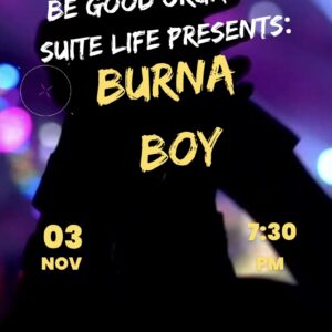 A poster for the burna boy concert.