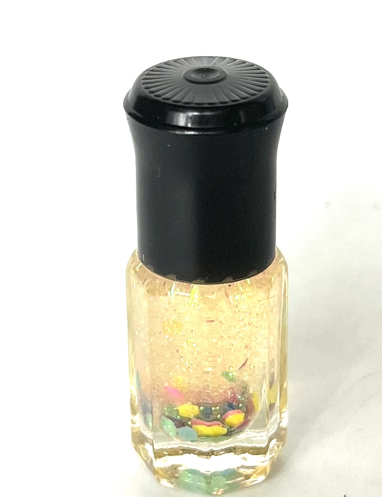 A bottle of nail polish with pills inside.