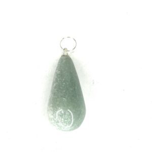 Green teardrop-shaped pendant with a silver loop.